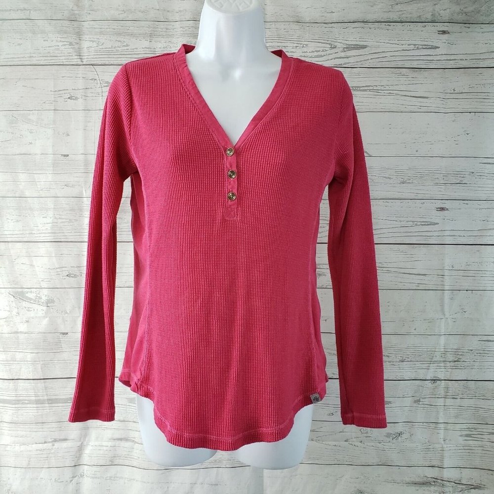 Eddie Bauer Womens thermal Top Sz XS Solid Pink Long Sleeve